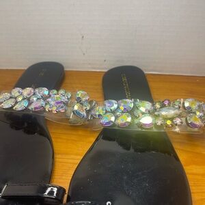 Shoe Republic LA Black Sandals with Iridescent Accents